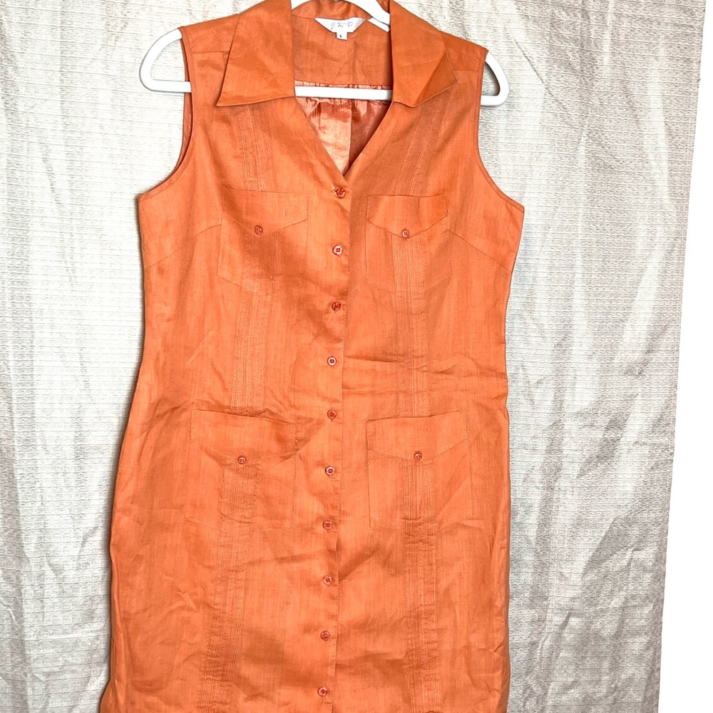 Guayabera dress no sleeves 100 linen large
